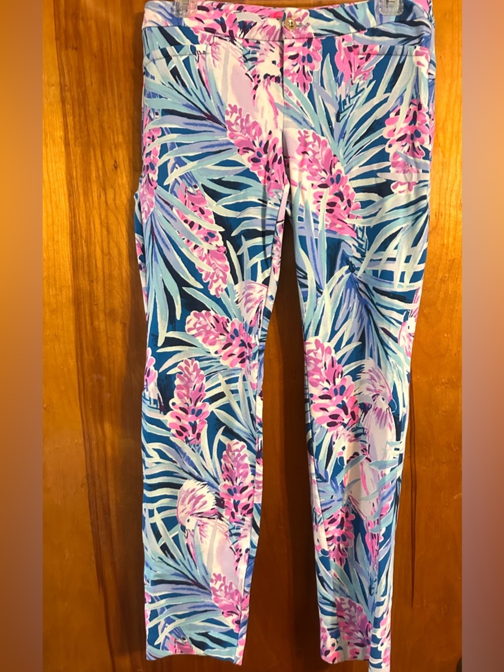 Lilly Pulitzer Size 6, Kelly *Knit Corso ankle pants, 'Mr Peacock Tweethearts'
